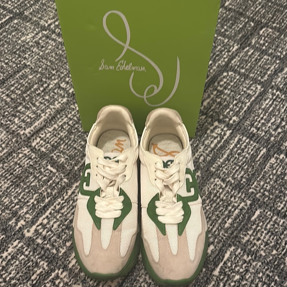 Sam Edelman White and Green Athletic Shoes